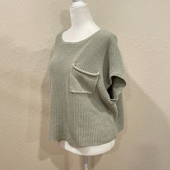 ~ Sincerely Jules XL Sweater Knit Sage Green Short Sleeves Anthropologie Mint - Picture 1 of 9